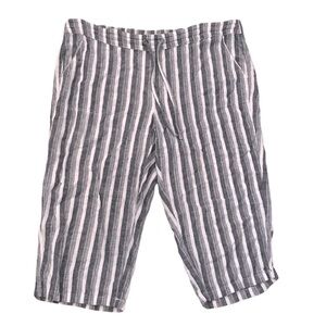 Per Se Women’s Plus Size Linen/Viscose Blend Drawstring Capri Stretchy Pants 1X
